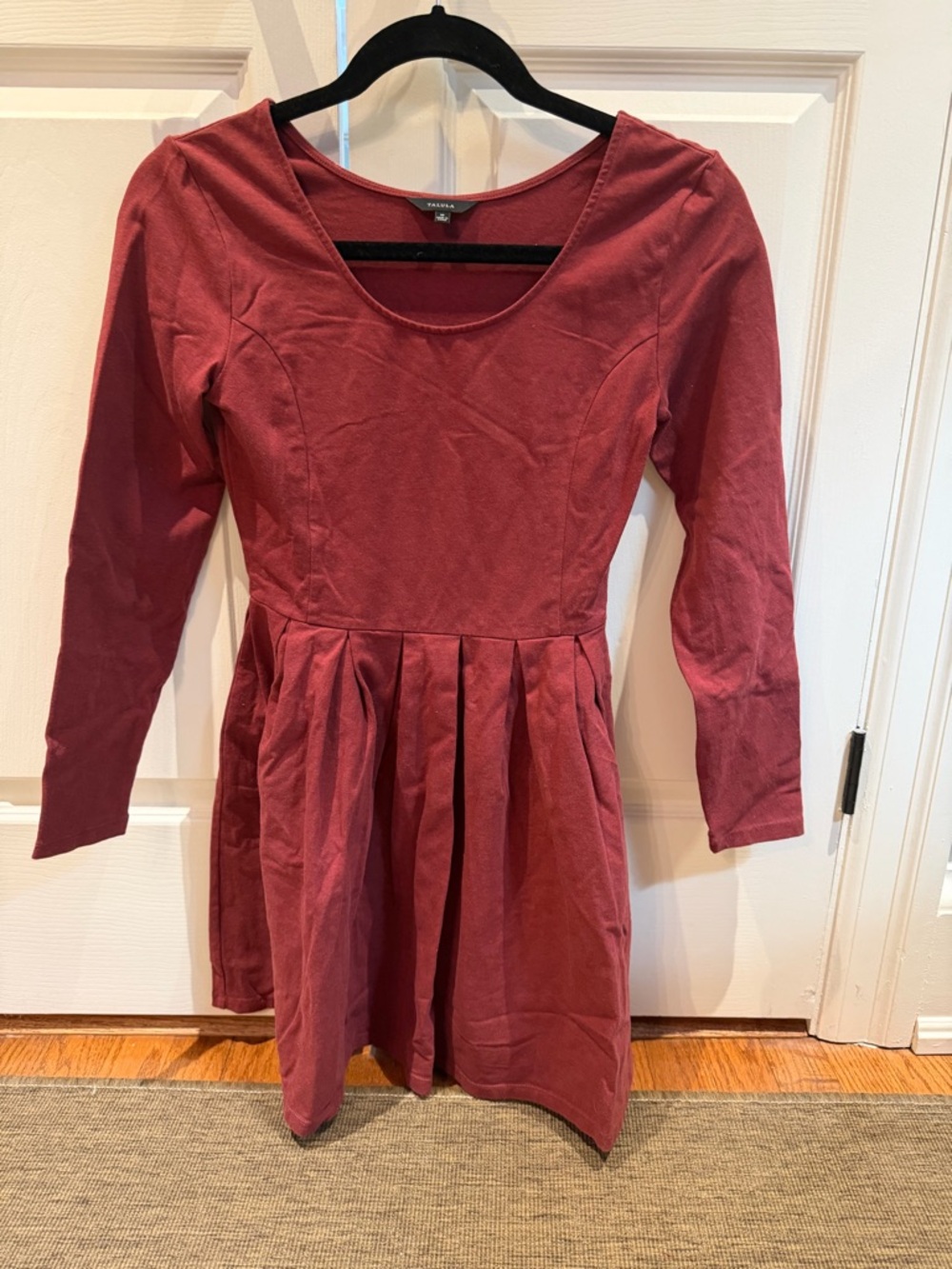 Aritzia Rosewood Long Sleeve Pleated Skater Dress